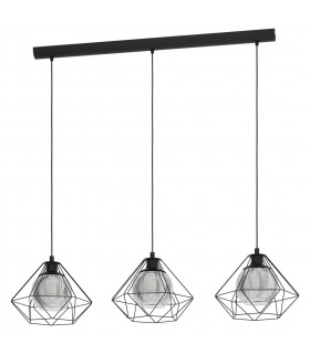 Vernham 3 Lamp Straight Bar Pendant Ceiling Light Black