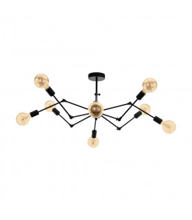 Exmoor 8 Lamp Multi Arm Semi Flush Ceiling Light Black