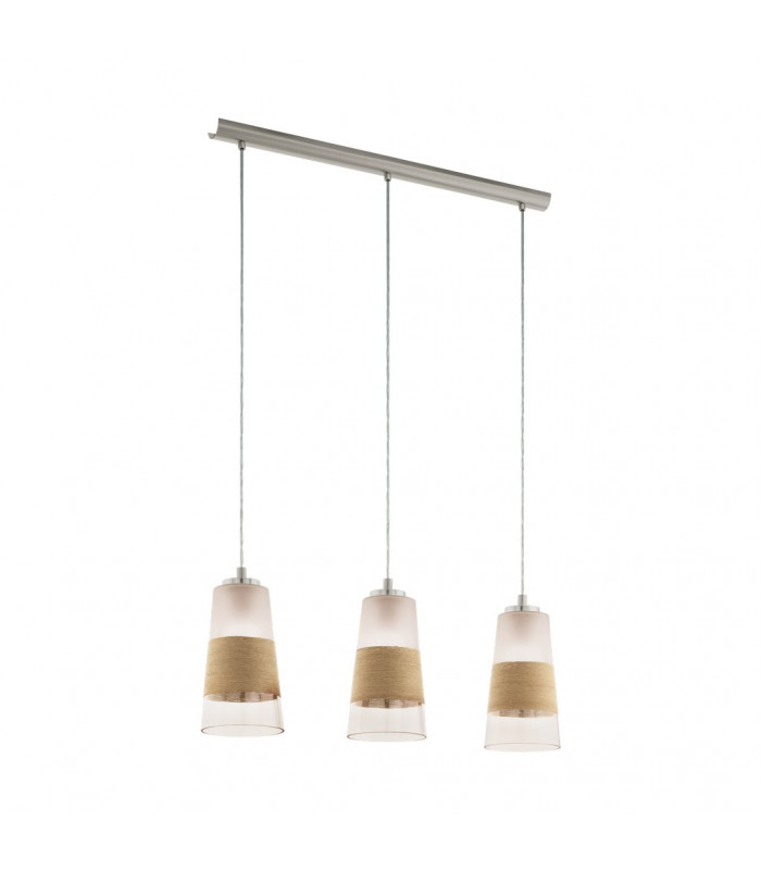 Burnham 3 Lamp Straight Bar Pendant Ceiling Light Satin Nickel-1
