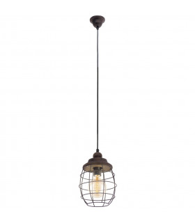 Bampton Wire Frame Pendant Ceiling Light Brown-Patina