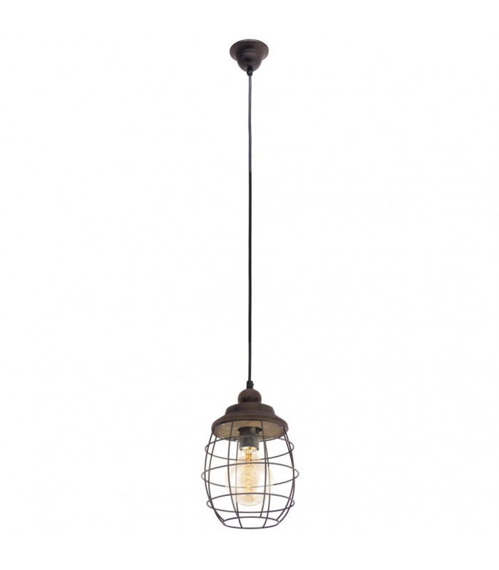 Bampton Wire Frame Pendant Ceiling Light Brown-Patina
