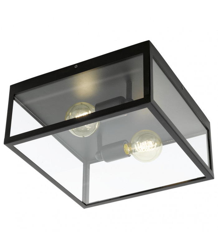 Charterhouse 2 Lamp Decorative Flush Ceiling Light Black-1