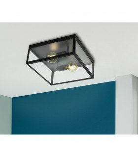 Charterhouse 2 Lamp Decorative Flush Ceiling Light Black-2