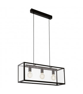 Charterhouse 3 Lamp Straight Bar Pendant Ceiling Light Black-1