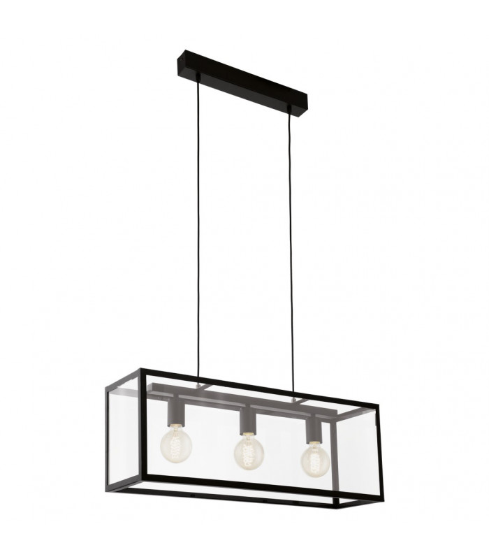Charterhouse 3 Lamp Straight Bar Pendant Ceiling Light Black-1