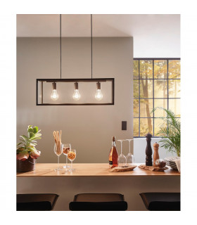 Charterhouse 3 Lamp Straight Bar Pendant Ceiling Light Black-2