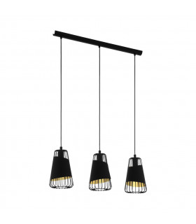 Austell 3 Lamp Straight Bar Pendant Ceiling Light Black