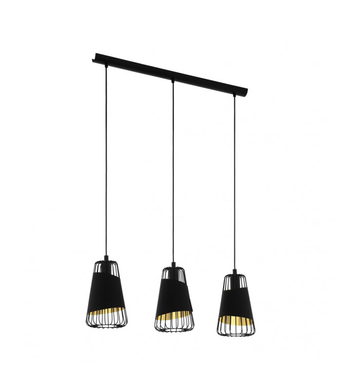 Austell 3 Lamp Straight Bar Pendant Ceiling Light Black