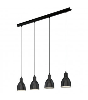 Priddy 4 Lamp Straight Bar Pendant Ceiling Light Black White