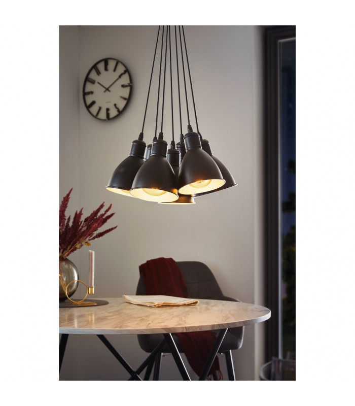 Priddy 7 Lamp Cluster Pendant Ceiling Light Black White-2
