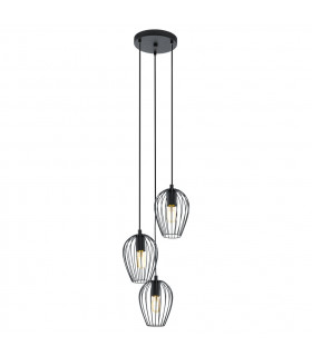 Newtown 3 Lamp Cluster Pendant Ceiling Light Black-1