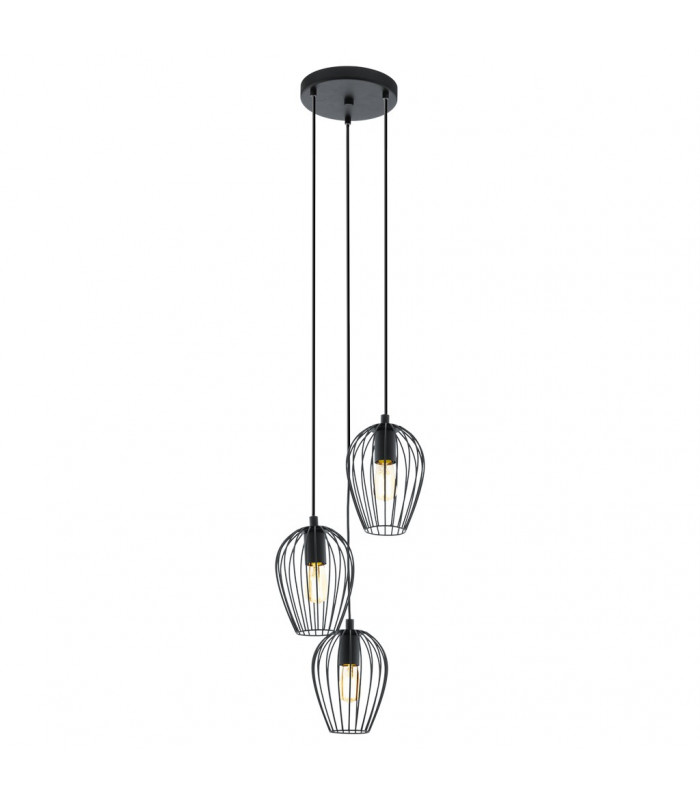 Newtown 3 Lamp Cluster Pendant Ceiling Light Black-1