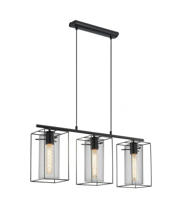 Loncino 3 Lamp Straight Bar Pendant Ceiling Light Black-1