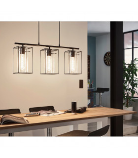 Loncino 3 Lamp Straight Bar Pendant Ceiling Light Black-2
