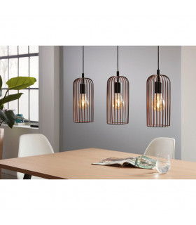 Roccamena 3 Lamp Straight Bar Pendant Ceiling Light Black Copper-2