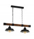 Oldbury 2 Lamp Straight Bar Pendant Ceiling Light Black Brown Rustic