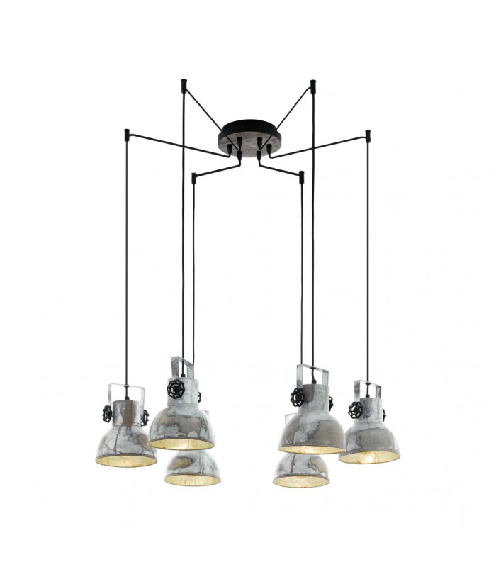 Barnstaple 6 Lamp Cluster Pendant Ceiling Light Brown-Patina Black