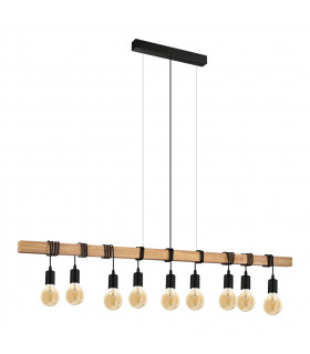 Townshend 9 Lamp Straight Bar Pendant Ceiling Light Brown Black-1