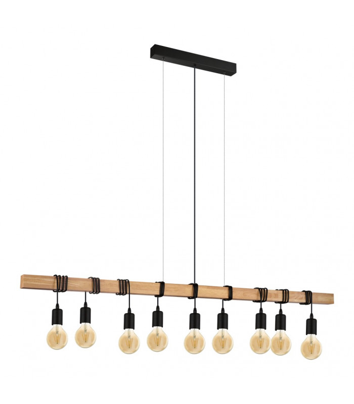 Townshend 9 Lamp Straight Bar Pendant Ceiling Light Brown Black-1