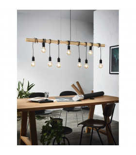 Townshend 9 Lamp Straight Bar Pendant Ceiling Light Brown Black-2