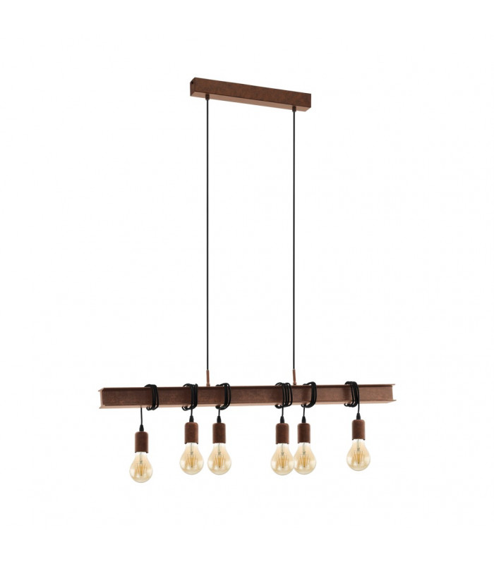 Townshend 6 Lamp Straight Bar Pendant Ceiling Light Antique-Brown-1