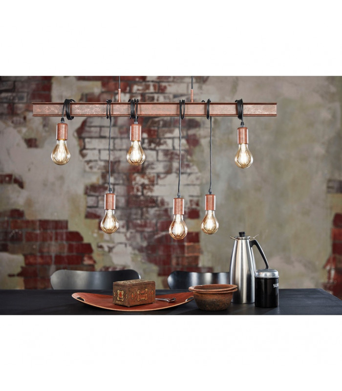 Townshend 6 Lamp Straight Bar Pendant Ceiling Light Antique-Brown-2