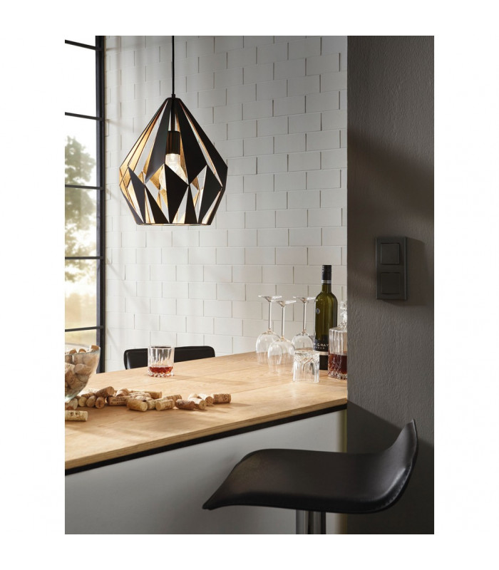 Carlton Wire Frame Pendant Ceiling Light Black Gold-2