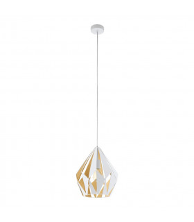 Carlton Wire Frame Pendant Ceiling Light White Honey Gold