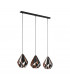 Carlton 3 Lamp Straight Bar Pendant Ceiling Light Black Copper