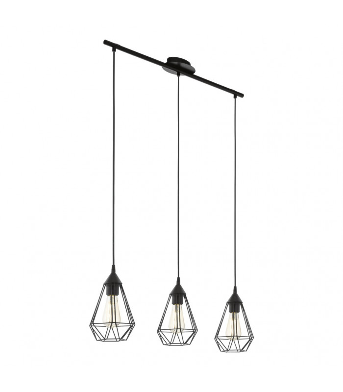 Tarbes 3 Lamp Straight Bar Pendant Ceiling Light Black-1