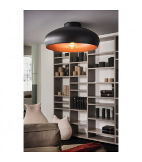 Mogano Bowl Semi Flush Ceiling Light Black Copper-2