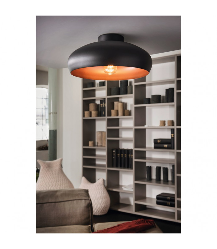 Mogano Bowl Semi Flush Ceiling Light Black Copper-2