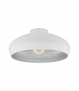 Mogano Bowl Semi Flush Ceiling Light White Silver-1