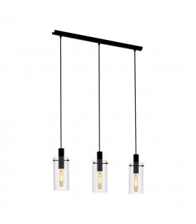 Montefino 3 Lamp Straight Bar Pendant Ceiling Light Black