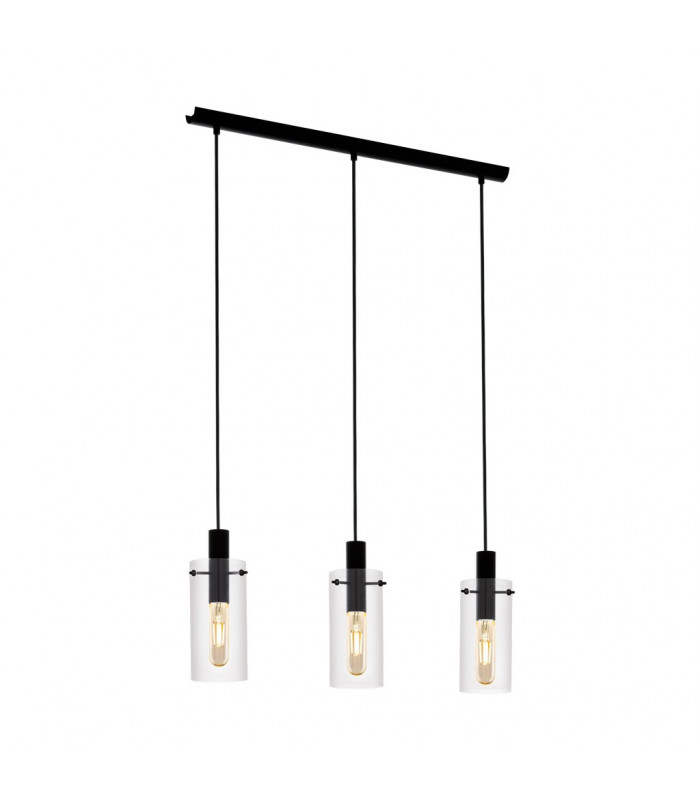 Montefino 3 Lamp Straight Bar Pendant Ceiling Light Black