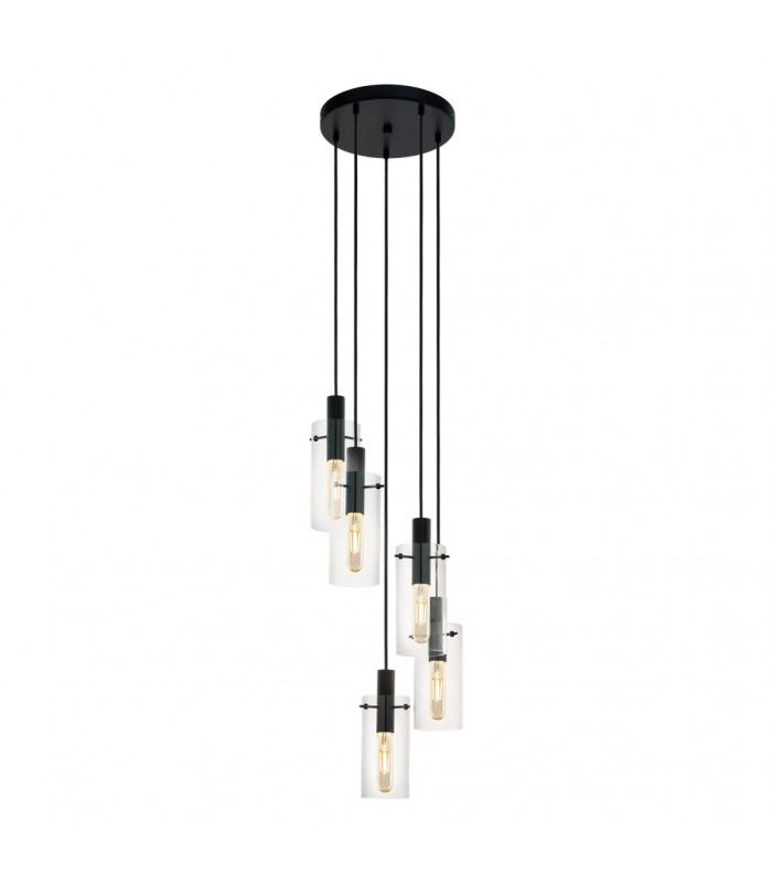 Montefino 5 Lamp Cluster Pendant Ceiling Light Black-1