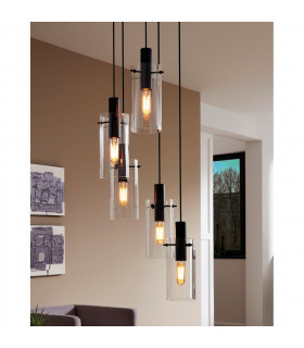 Montefino 5 Lamp Cluster Pendant Ceiling Light Black-2