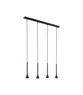 Cortaderas 4 Lamp Straight Bar Pendant Ceiling Light Black Gold 3 Step Dimming