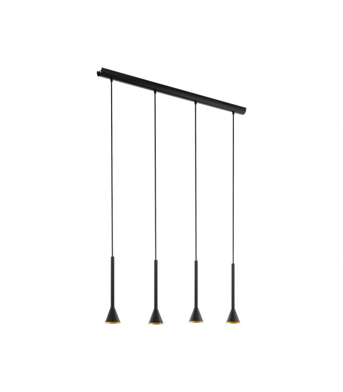 Cortaderas 4 Lamp Straight Bar Pendant Ceiling Light Black Gold 3 Step Dimming
