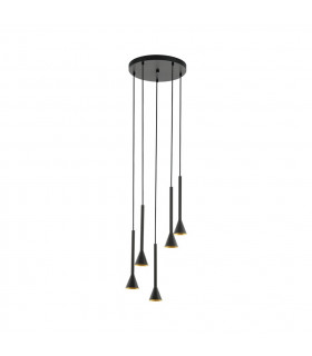 Cortaderas 5 Lamp Cluster Pendant Ceiling Light Black Gold 3 Step Dimming-1