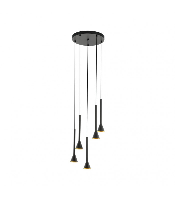 Cortaderas 5 Lamp Cluster Pendant Ceiling Light Black Gold 3 Step Dimming-1