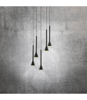Cortaderas 5 Lamp Cluster Pendant Ceiling Light Black Gold 3 Step Dimming-2