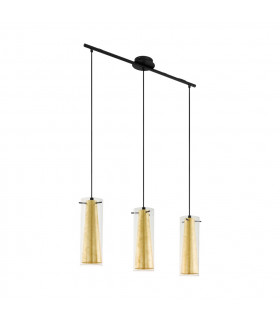 Pinto 3 Lamp Straight Bar Pendant Ceiling Light Black