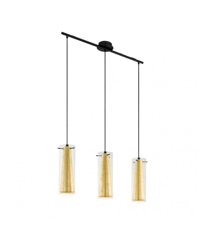 Pinto 3 Lamp Straight Bar Pendant Ceiling Light Black
