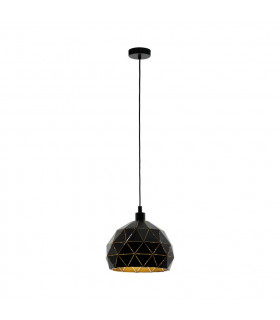 Roccaforte Dome Pendant Ceiling Light Black Gold