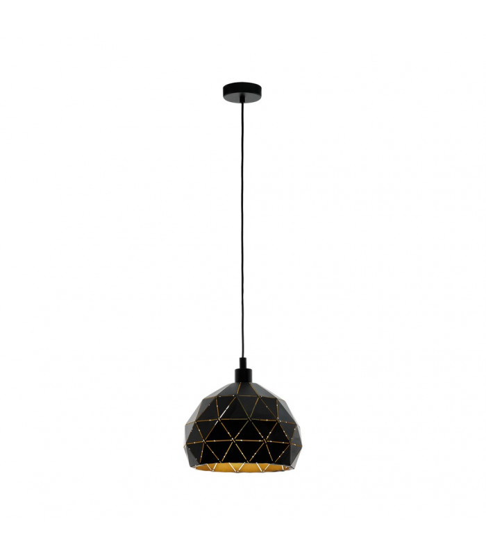 Roccaforte Dome Pendant Ceiling Light Black Gold