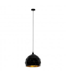 Roccaforte Dome Pendant Ceiling Light Black Gold