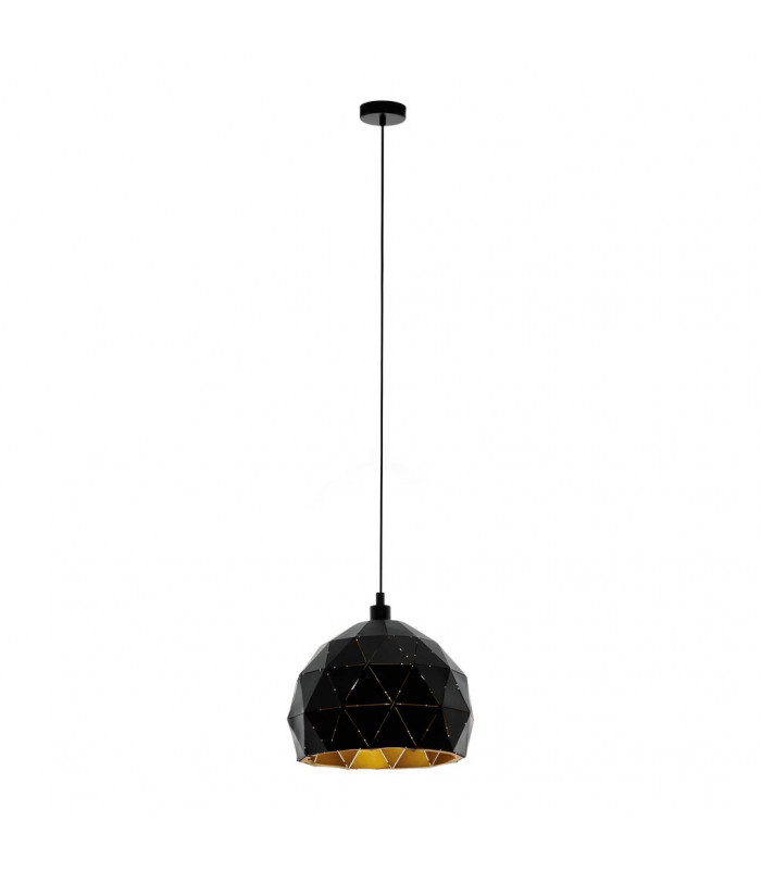 Roccaforte Dome Pendant Ceiling Light Black Gold