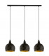 Roccaforte 3 Lamp Straight Bar Pendant Ceiling Light Black Gold