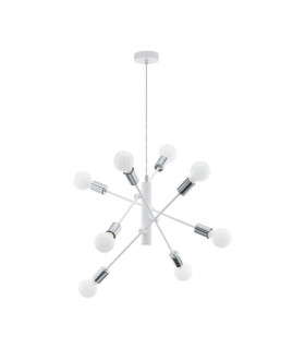 Gradoli 8 Lamp Multi Arm Pendant Ceiling Light White Chrome-1